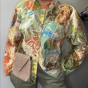 Vintage Chicos Jacket Blouse, Multicolored/Textured